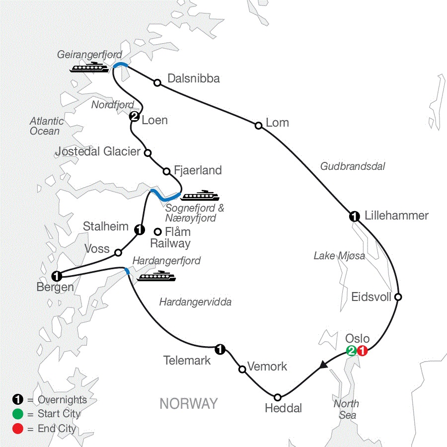 Scenic Norway (10 days from Oslo to Oslo)